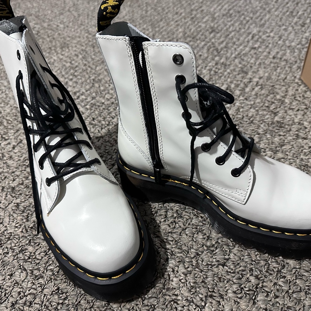 Dr. Martens White Leather Combat Boots